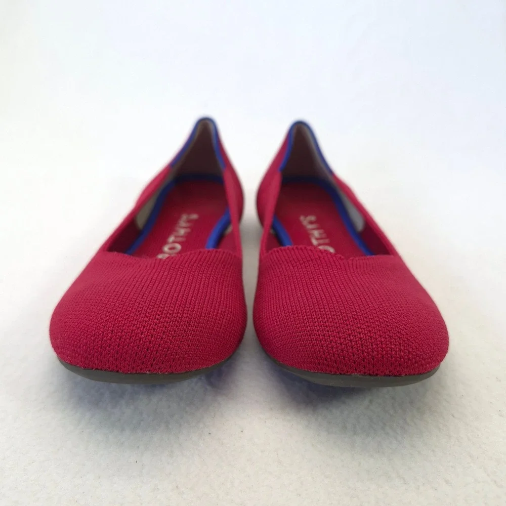 Rothys The Flat Red Knit Round Toe Ballet Flats Womens 6